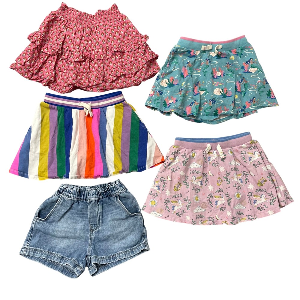 Mini Boden Skorts Skirt Shorts Girls 7-8Y Kids Multicolor Rainbow Mermaid Lot